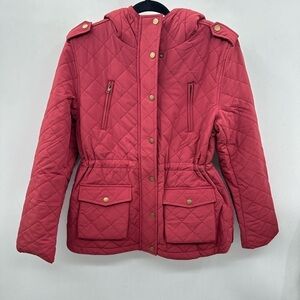 NEW WITH TAGS EDEN SOCIETY Red Quilted sherpa lined woman gorpcore jacket SMALL